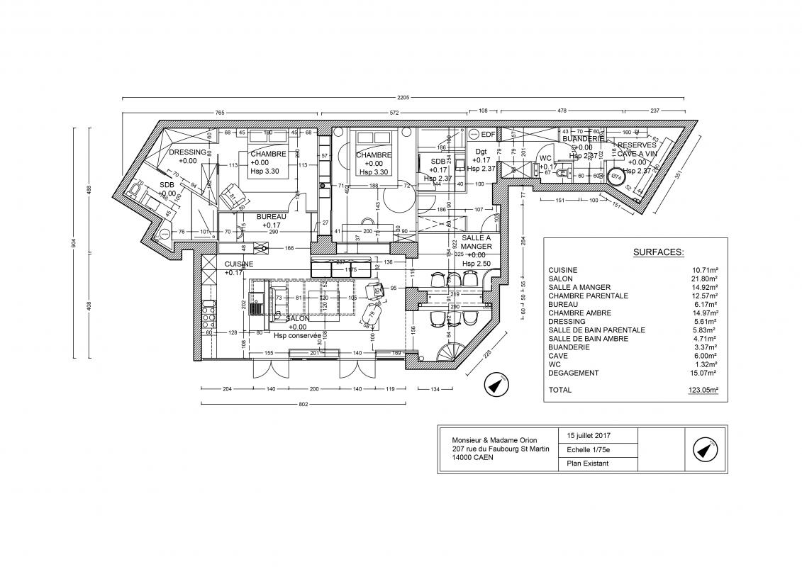 Plans d'état des lieux et surfaces