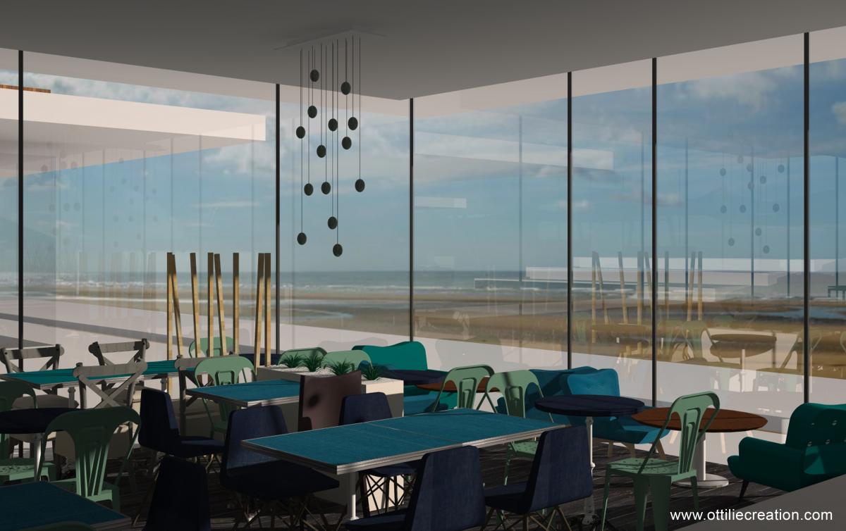 Etude - Restaurant - Côte de nacre - Calvados - Vue 3D - Salle intérieure