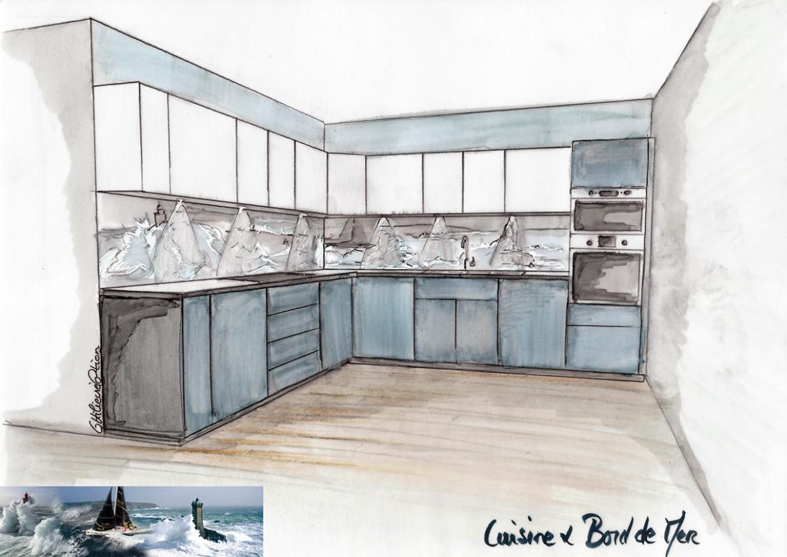 Croquis de départ - Cuisine Tempête en Mer